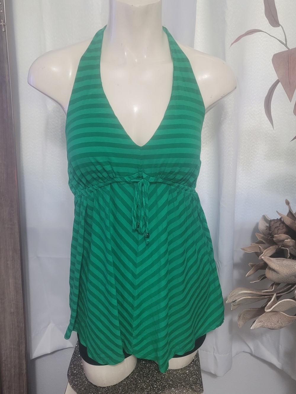 Ella Moss Green Striped Halter Camisole